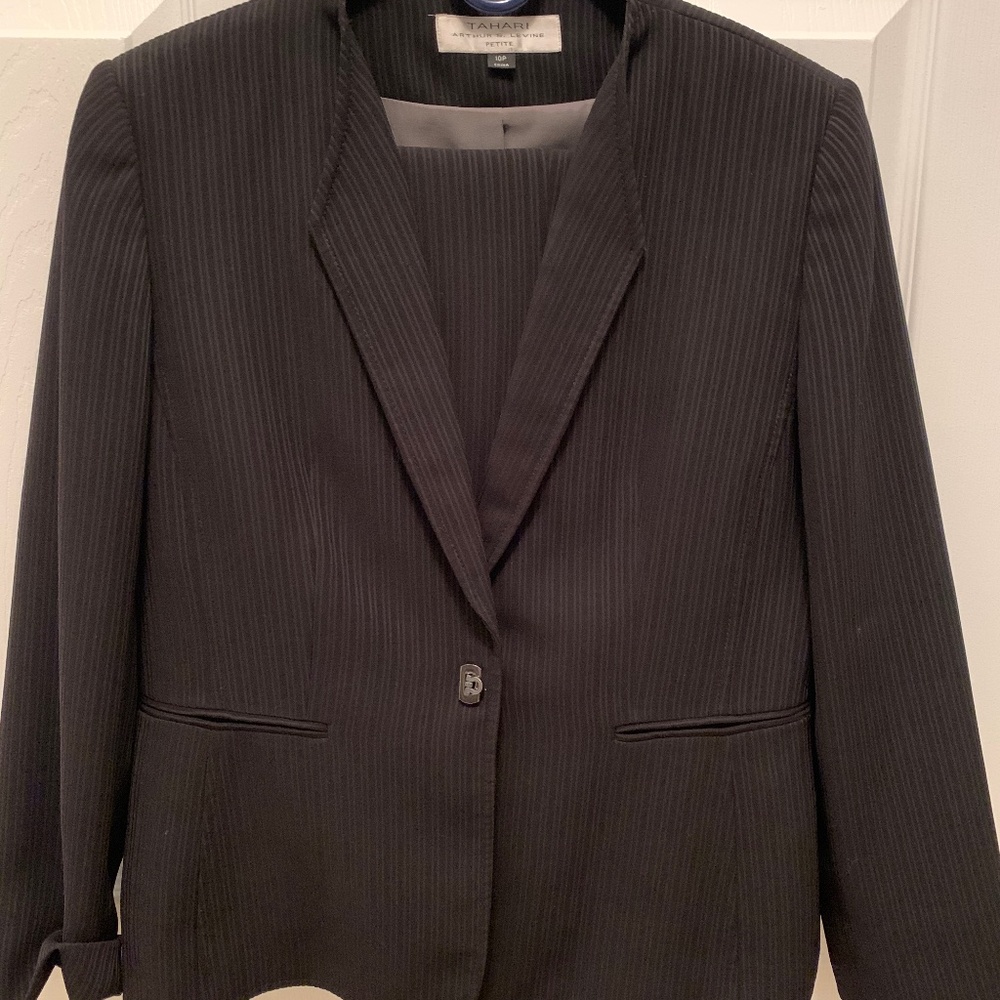 Women suit, black pinstripe